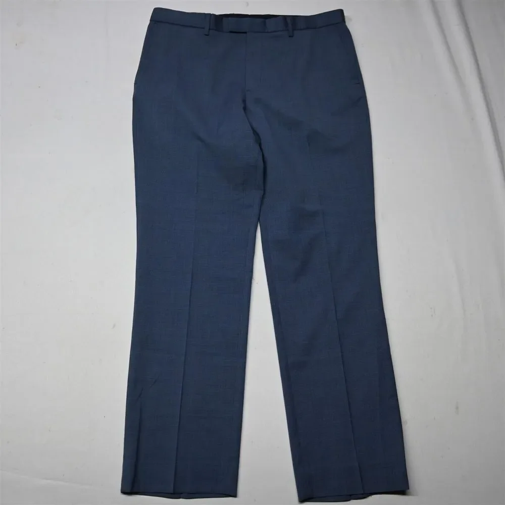 Banana Republic 35x32 Blue Check‎ Slim Fit Marzotto 352545 Mens Dress Pants